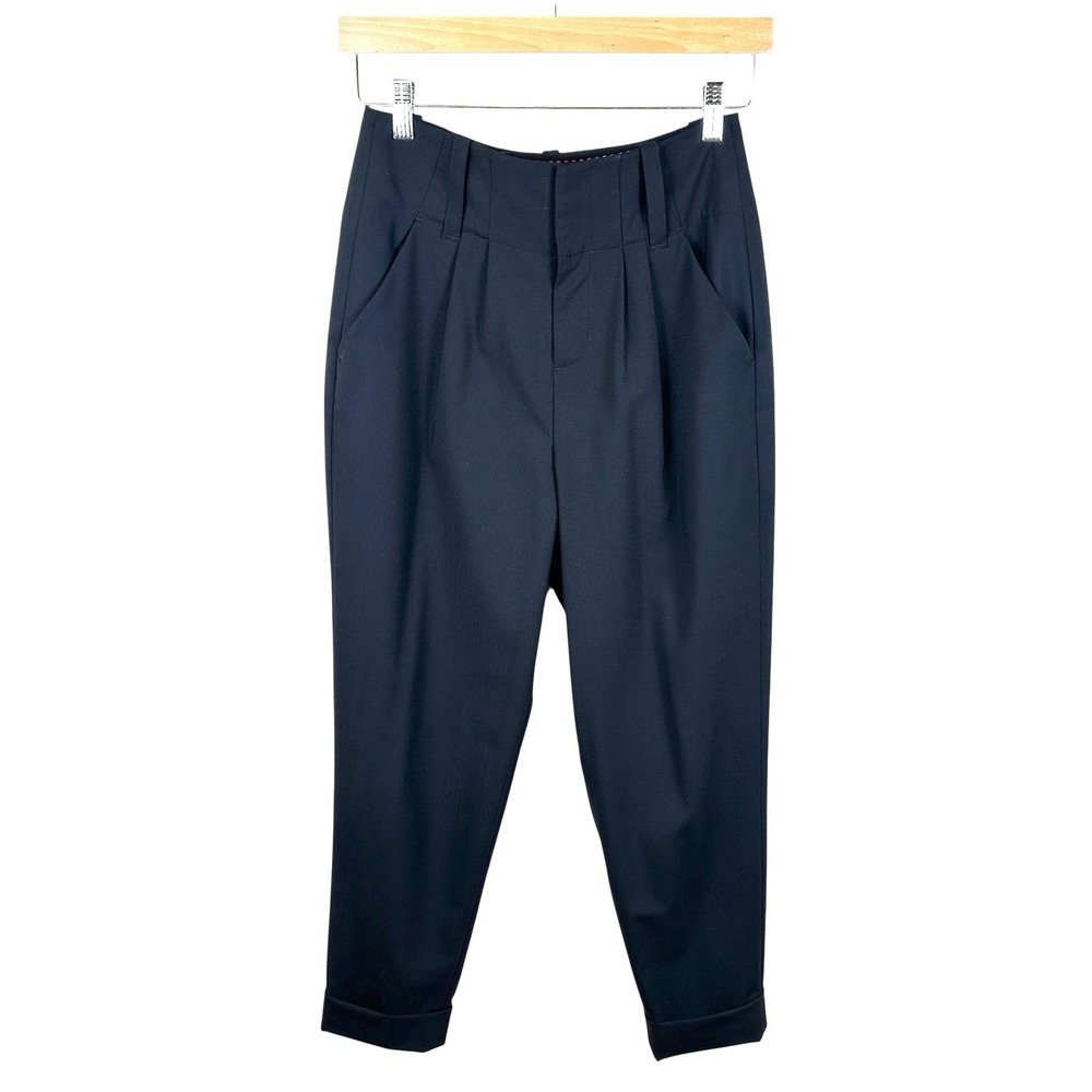 Alice + Olivia Employed Cuffed Wool Pleated Trouser Cropped Quiet Luxury Pants 4